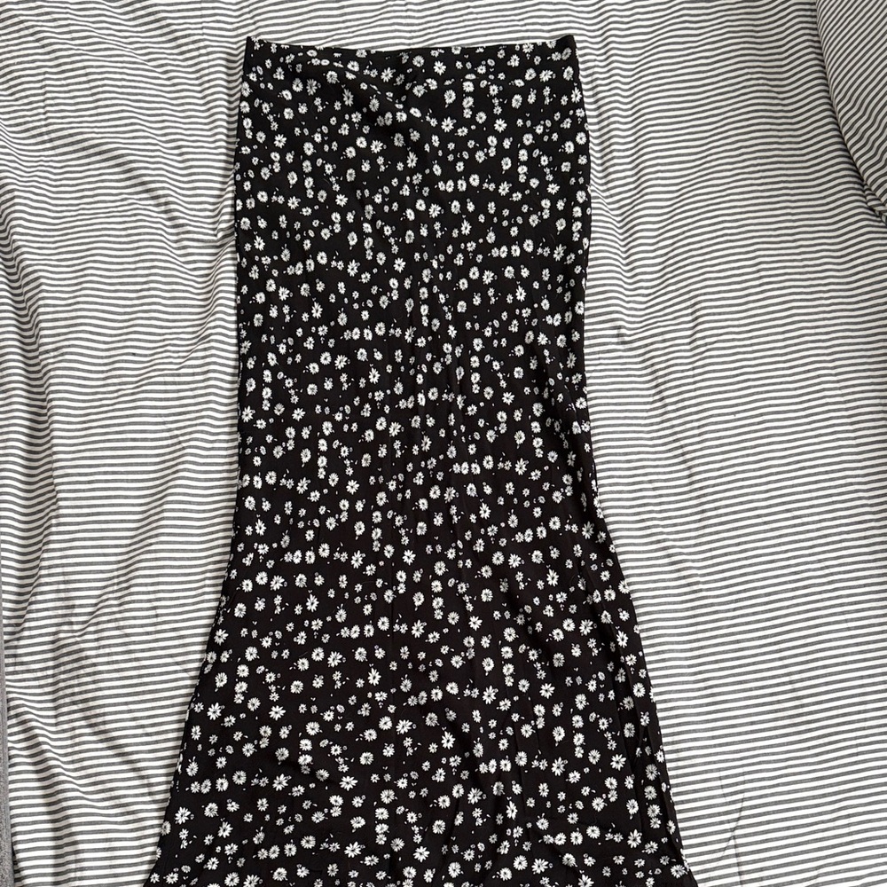 Floral Black and White Skirt